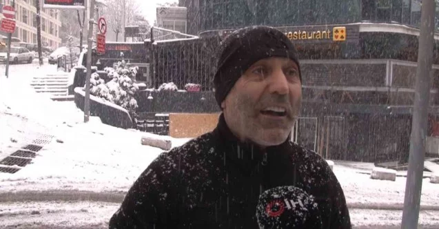 Şişli’de kar küreyen vatandaş: Yarım metre yağsın, millet evde yatsın istiyorum