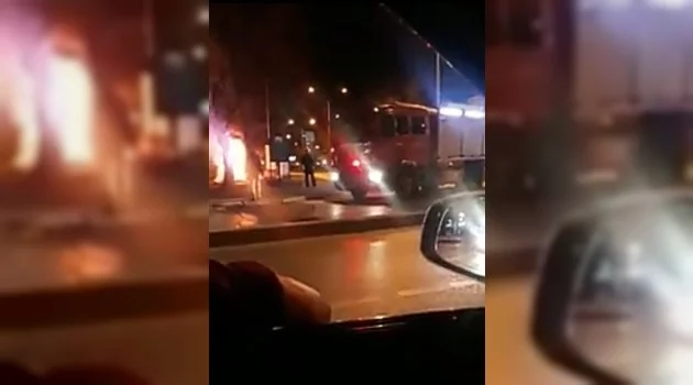Bursa'da taksi durağındaki yangın korkuttu