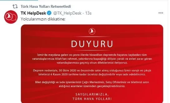 THY’den İzmir yolcularına ücretsiz bilet değişikliği ve iade hakkı tanıma kararı
