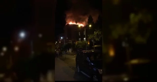 Trabzon’da 5 katlı binanın çatı katı alev alev yandı