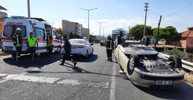 Turgutlu’da otomobil takla attı: 4 yaralı